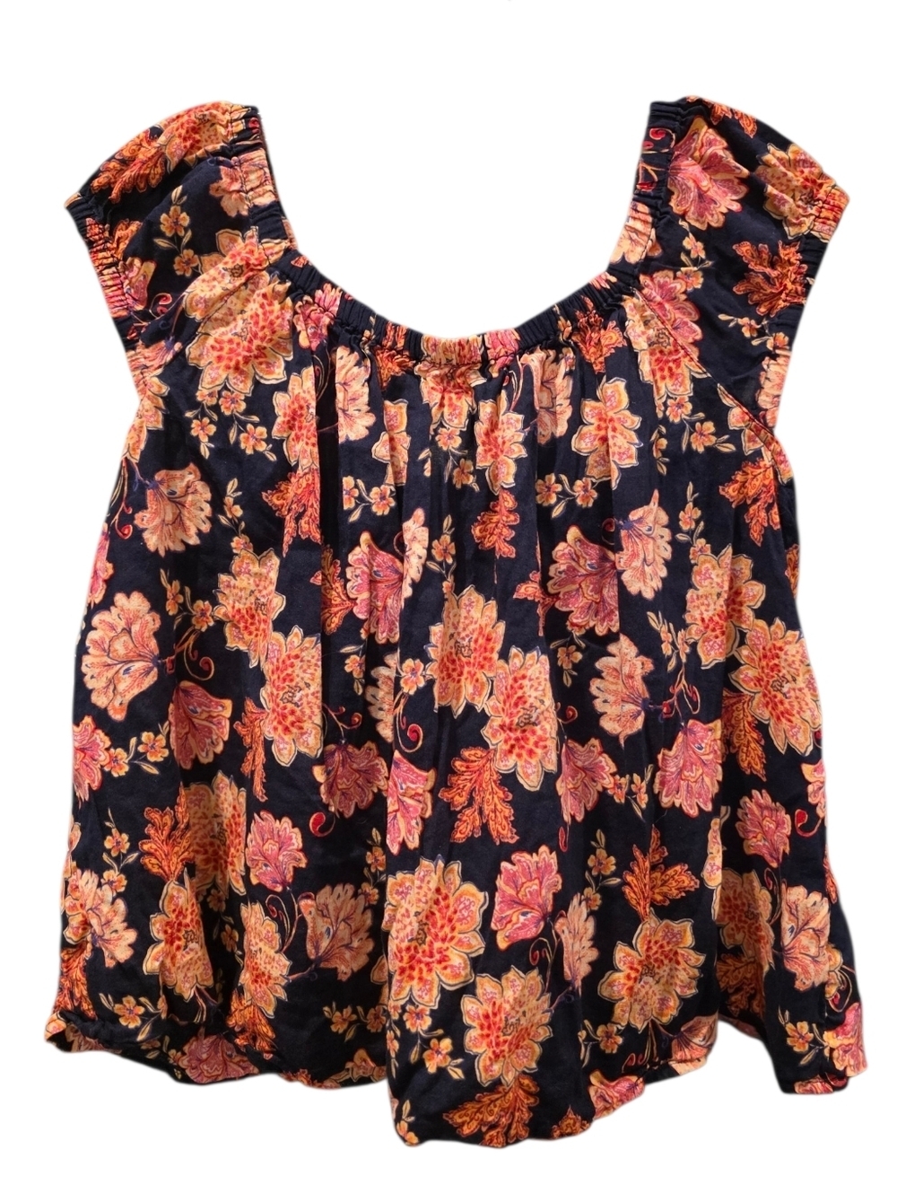 Old Navy Floral Print Peasant Blouse With Tie In The Back Size Large
